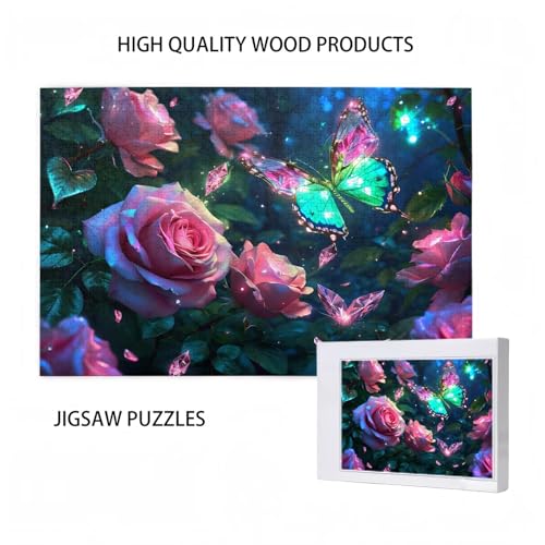 Puzzle 500 Teile Schmetterling Puzzle Blume DIY Kreative Holz Jigsaws für Erwachsene mit Geschenkbox Verpackung, Impossible Herausfordernde Familie Aktivität Spiele, Deko Wohnzimmer 52x38cm D-21 von Wehsaeho