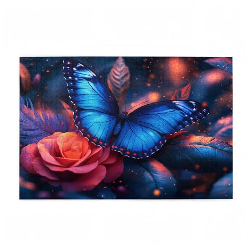 Puzzle 500 Teile Schmetterling Puzzle Blume DIY Kreative Holz Jigsaws für Erwachsene mit Geschenkbox Verpackung, Impossible Herausfordernde Familie Aktivität Spiele, Deko Wohnzimmer 52x38cm D-415 von Wehsaeho