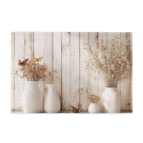 Puzzle 500 Teile Schmetterling Puzzle Blume DIY Kreative Holz Jigsaws für Erwachsene mit Geschenkbox Verpackung, Impossible Herausfordernde Familie Aktivität Spiele, Wanddeko Geschenke 52x38cm E-627 von Wehsaeho