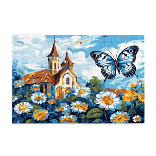 Puzzle 500 Teile Schmetterling Puzzle Blume DIY Kreative Holz Jigsaws für Erwachsene mit Geschenkbox Verpackung, Impossible Herausfordernde Familie Aktivität Spiele, Wanddeko Geschenke 52x38cm E-930 von Wehsaeho