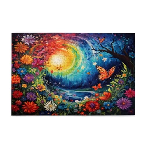 Puzzle 500 Teile Schmetterling Puzzle Farbe DIY Kreative Holz Jigsaws für Erwachsene, Geschenkbox Verpackung, Impossible Herausfordernde Familie Aktivität Spiele, Deko Wohnzimmer 52x38cm E-51 von Wehsaeho