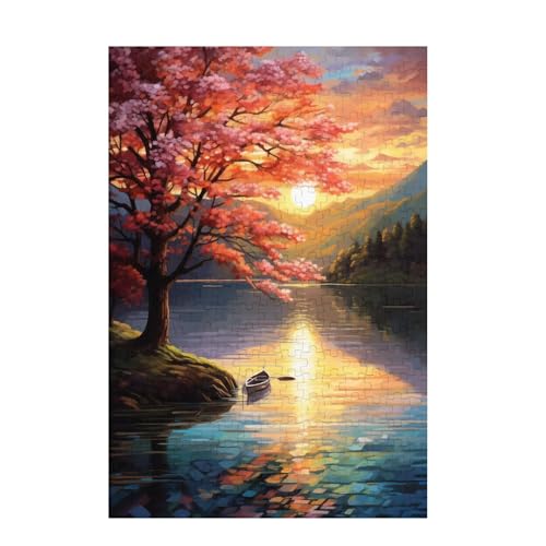 Puzzle 500 Teile Sonnenuntergang Puzzle Baum DIY Kreative Holz Jigsaws für Erwachsene mit Geschenkbox Verpackung, Impossible Herausfordernde Familie Aktivität Spiele, Deko Wohnzimmer 52x38cm D-1368 von Wehsaeho