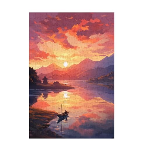 Puzzle 500 Teile Sonnenuntergang Puzzle Berg DIY Kreative Holz Jigsaws für Erwachsene mit Geschenkbox Verpackung, Impossible Herausfordernde Familie Aktivität Spiele, Deko Wohnzimmer 52x38cm D-1576 von Wehsaeho