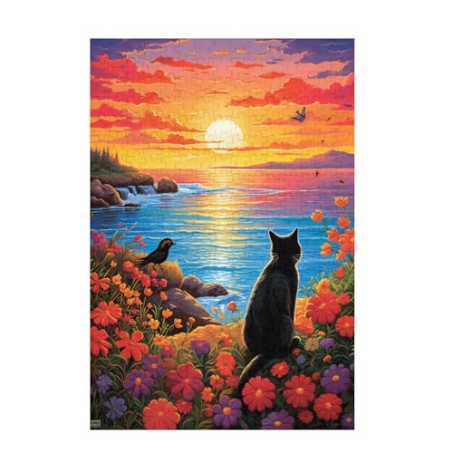 Puzzle 500 Teile Sonnenuntergang Puzzle Bird DIY Kreative Holz Jigsaws für Erwachsene mit Geschenkbox Verpackung, Impossible Herausfordernde Familie Aktivität Spiele, Deko Wohnzimmer 52x38cm D-1401 von Wehsaeho