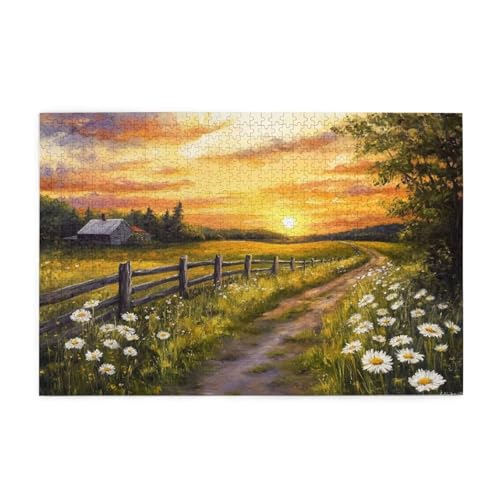 Puzzle 500 Teile Sonnenuntergang Puzzle Landschaft DIY Kreative Holz Jigsaws für Erwachsene, Impossible Herausfordernde Familie Aktivität Spiele, Deko Wohnzimmer, Geschenke für Frauen 52x38cm E-356 von Wehsaeho