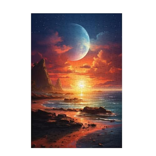 Puzzle 500 Teile Sonnenuntergang Puzzle Natur DIY Kreative Holz Jigsaws für Erwachsene mit Geschenkbox Verpackung, Impossible Herausfordernde Familie Aktivität Spiele, Deko Wohnzimmer 52x38cm D-1177 von Wehsaeho