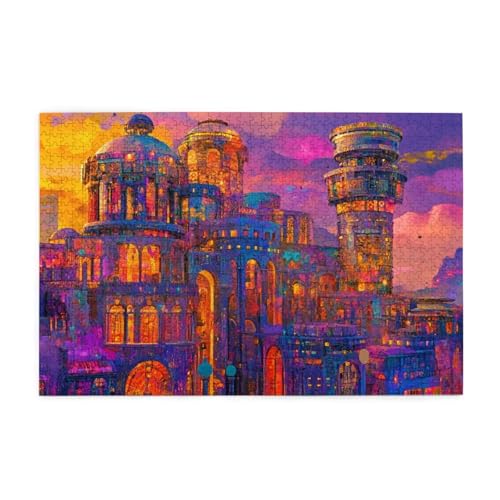 Puzzle 500 Teile Stadt Puzzle Farbe DIY Kreative Holz Jigsaws für Erwachsene mit Geschenkbox Verpackung, Impossible Herausfordernde Familie Aktivität Spiele, Deko Wohnzimmer Geschenke 52x38cm E-1371 von Wehsaeho