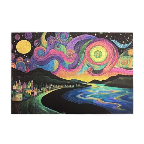 Puzzle 500 Teile Sternenhimmel Puzzle Meer DIY Kreative Holz Jigsaws für Erwachsene mit Geschenkbox Verpackung, Impossible Herausfordernde Familie Aktivität Spiele, Wanddeko Geschenke 52x38cm E-1141 von Wehsaeho