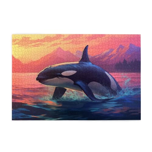 Puzzle 500 Teile Wal Puzzle Sonnenuntergang DIY Kreative Holz Jigsaws für Erwachsene, Geschenkbox Verpackung, Impossible Herausfordernde Familie Aktivität Spiele, Deko Wohnzimmer 52x38cm E-65 von Wehsaeho