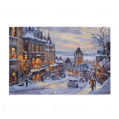 Puzzle 500 Teile Winter Puzzle Landschaft DIY Kreative Holz Jigsaws für Erwachsene mit Geschenkbox Verpackung, Impossible Herausfordernde Familie Aktivität Spiele, Deko Wohnzimmer 52x38cm D-259 von Wehsaeho