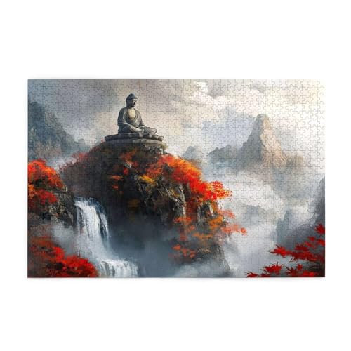 Puzzle 500 Teile Zen Puzzle Fallen DIY Kreative Holz Jigsaws für Erwachsene mit Geschenkbox Verpackung, Impossible Herausfordernde Familie Aktivität Spiele, Deko Wohnzimmer Geschenke 52x38cm E-612 von Wehsaeho