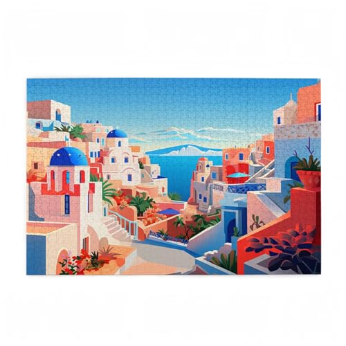 Puzzle 5000 Teile Ägäisches Meer Puzzle Landschaft DIY Kreative Holz Jigsaws für Erwachsene mit Geschenkbox Verpackung, Impossible Herausfordernde Familie Aktivität Spiele, Zimmer Deko 105x156cm D-731 von Wehsaeho