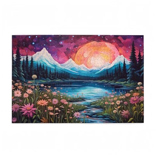 Puzzle 5000 Teile Blume Puzzle Berg DIY Kreative Holz Jigsaws für Erwachsene mit Geschenkbox, Impossible Herausfordernde Familie Aktivität Spiele, Deko Wohnzimmer, Geschenke für Frauen 105x156cm D-99 von Wehsaeho