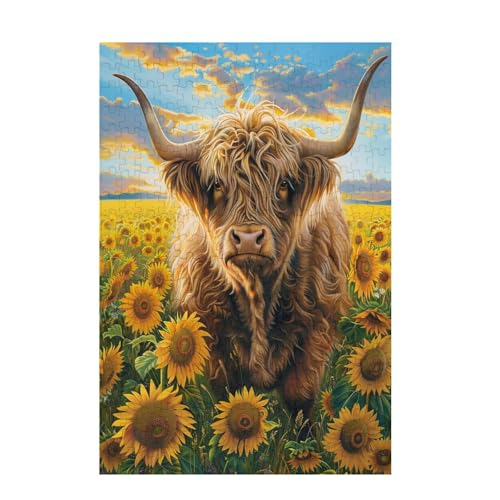 Puzzle 5000 Teile Hochlandrinder Puzzle Sonnenblume Kreative Holz Jigsaws für Erwachsene mit Geschenkbox Verpackung, Impossible Herausfordernde Familie Aktivität Spiele, Zimmer Deko 105x156cm D-1258 von Wehsaeho
