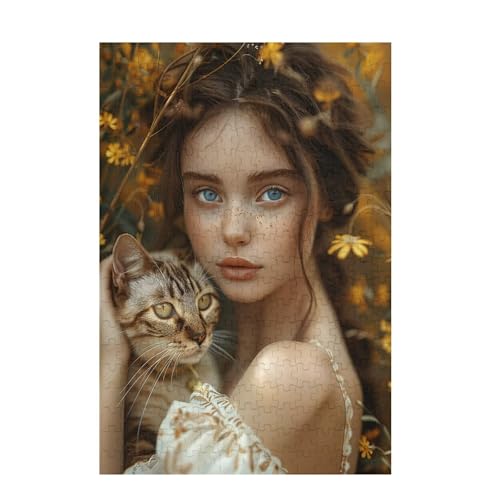 Puzzle 5000 Teile Mädchen Puzzle Katze DIY Kreative Holz Jigsaws für Erwachsene mit Geschenkbox Verpackung, Impossible Herausfordernde Familie Aktivität Spiele, Deko Wohnzimmer 105x156cm D-839 von Wehsaeho
