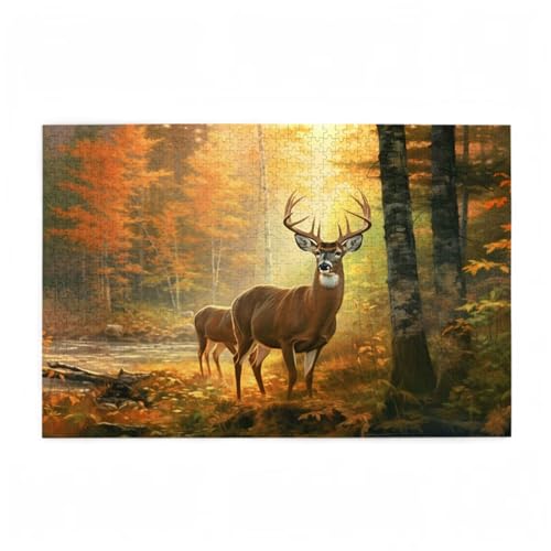 Puzzle 5000 Teile REH Puzzle Wald DIY Kreative Holz Jigsaws für Erwachsene mit Geschenkbox Verpackung, Impossible Herausfordernde Familie Aktivität Spiele, Geschenke für Frauen 105x156cm D-191 von Wehsaeho