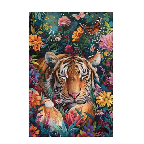Puzzle 5000 Teile Tiger Puzzle Blume DIY Kreative Holz Jigsaws für Erwachsene mit Geschenkbox Verpackung, Impossible Herausfordernde Familie Aktivität Spiele, Geschenke für Frauen 105x156cm D-994 von Wehsaeho