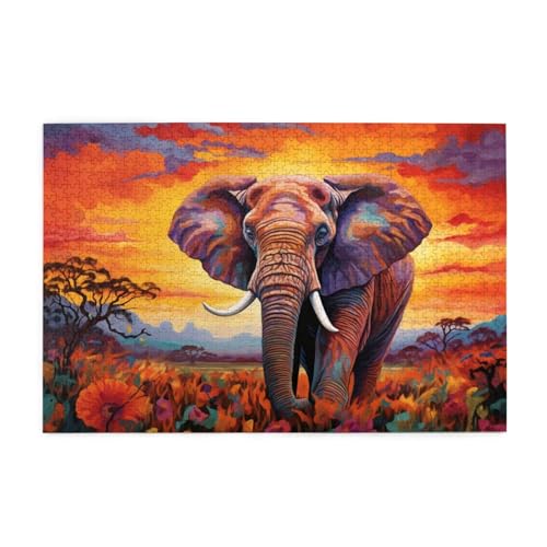 Puzzle 6000 Teile Elefant Puzzle Blume DIY Kreative Holz Jigsaws für Erwachsene, Geschenkbox Verpackung, Impossible Herausfordernde Familie Aktivität Spiele, Deko Wohnzimmer Geschenke 105x179cm E-66 von Wehsaeho