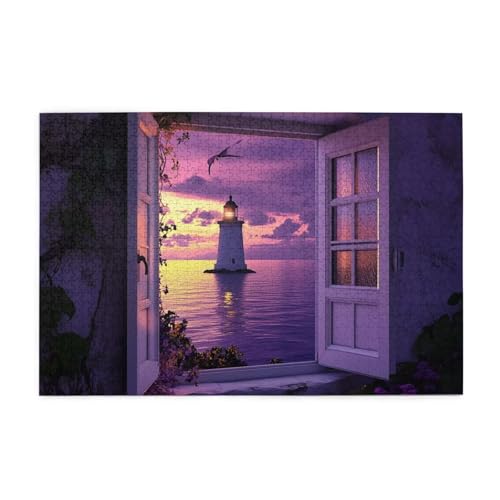 Puzzle 6000 Teile Fensterbank Puzzle Sonnenuntergang DIY Kreative Holz Jigsaws für Erwachsene mit Geschenkbox Verpackung, Herausfordernde Familie Aktivität Spiele, Deko Wohnzimmer 105x179cm E-1559 von Wehsaeho