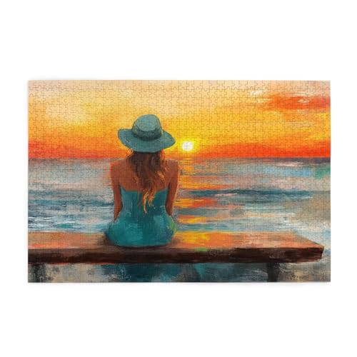Puzzle 6000 Teile Frau Puzzle Sonnenuntergang DIY Kreative Holz Jigsaws für Erwachsene, Impossible Herausfordernde Familie Aktivität Spiele, Deko Wohnzimmer, Geschenke für Frauen 105x179cm E-1347 von Wehsaeho