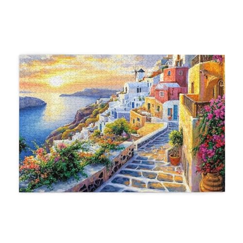 Puzzle 6000 Teile Sonnenuntergang Puzzle Ägäisches Meer DIY Kreative Holz Jigsaws für Erwachsene mit Geschenkbox Verpackung, Herausfordernde Familie Aktivität Spiele, Deko Wohnzimmer 105x179cm E-995 von Wehsaeho