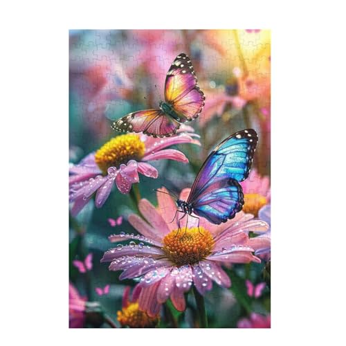 Schmetterling Puzzle Blume Puzzle Große 200 Teile Erwachsene, Clevere Rätsel, Geschicklichkeitsspiel für die Ganze Familie, Holz Farbenfrohes Jigsaws mit Geschenkbox, Zimmer Deko 35x25cm D-795 von Wehsaeho