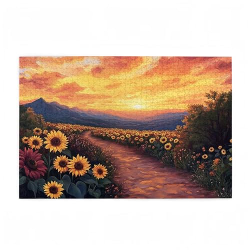 Sonnenblume Puzzle Berg Puzzle Große 1000 Teile Erwachsene, Clevere Rätsel, Geschicklichkeitsspiel für die Ganze Familie, Holz Farbenfrohes Jigsaws mit Geschenkbox, Geschenke für Frauen 75x50cm D-394 Sonnenblume Puzzle Berg Puzzle Große 1000 Teile Erwachsene, Clevere Rätsel, Geschicklichkeitsspiel für die Ganze Familie, Holz Farbenfrohes Jigsaws mit Geschenkbox, Geschenke für Frauen 75x50cm D-394 von Wehsaeho