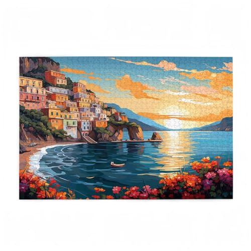 Sonnenuntergang Puzzle Berg Puzzle Große 3000 Teile Erwachsene, Clevere Rätsel, Geschicklichkeitsspiel für die Ganze Familie, Holz Farbenfrohes Jigsaws mit Geschenkbox, Deko Wohnzimmer 81x122cm D-682 von Wehsaeho