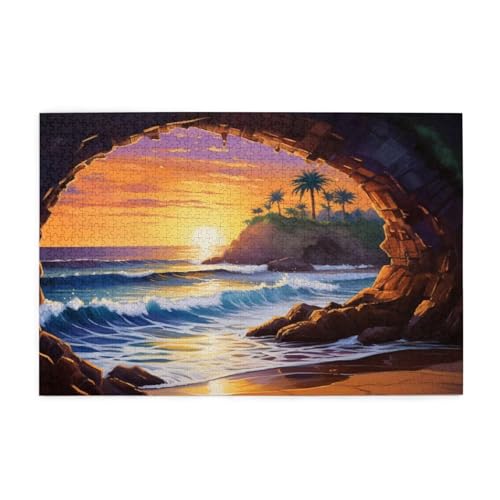 Sonnenuntergang Puzzle Meer Puzzle Große 1500 Teile Erwachsene, Clevere Rätsel, Geschicklichkeitsspiel für die Ganze Familie, Holz Farbenfrohes Jigsaws mit Geschenkbox, Deko Wohnzimmer 87x57cm E-940 von Wehsaeho