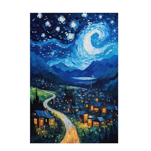 Sternenhimmel Puzzle Berg Puzzle Große 300 Teile Erwachsene, Clevere Rätsel, Geschicklichkeitsspiel für die Ganze Familie, Holz Farbenfrohes Jigsaws mit Geschenkbox, Zimmer Deko 38x26cm D-1581 von Wehsaeho