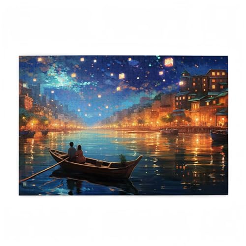 Sternenhimmel Puzzle Boot Puzzle Große 200 Teile Erwachsene, Clevere Rätsel, Geschicklichkeitsspiel für die Ganze Familie, Holz Farbenfrohes Jigsaws mit Geschenkbox, Geschenke für Frauen 35x25cm D-634 von Wehsaeho
