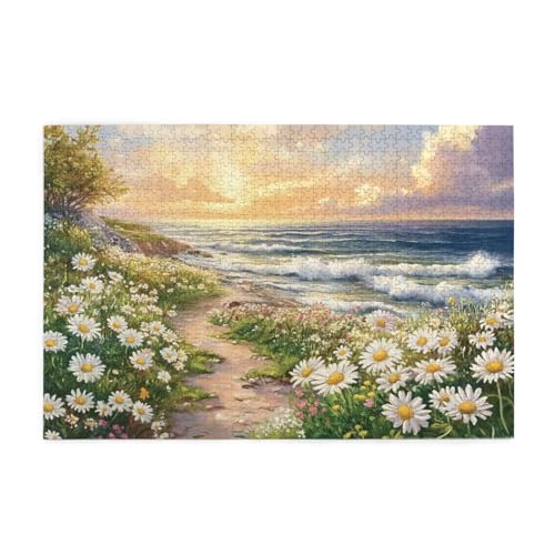 Strand Puzzle Meer Puzzle 300 Teile Erwachsene, Clevere Rätsel, Geschicklichkeitsspiel für die Ganze Familie, Holz Farbenfrohes Jigsaws mit Geschenkbox Verpackung, Geschenke für Frauen 38x26cm E-1817 von Wehsaeho
