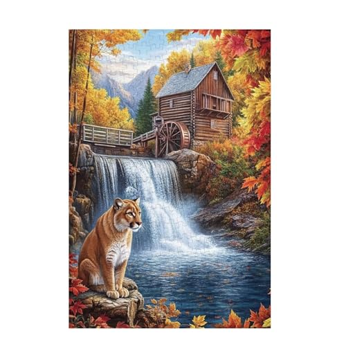 Tiger Puzzle Herbst Puzzle Große 500 Teile Erwachsene, Clevere Rätsel, Geschicklichkeitsspiel für die Ganze Familie, Holz Farbenfrohes Jigsaws mit Geschenkbox Verpackung, Zimmer Deko 52x38cm D-861 von Wehsaeho