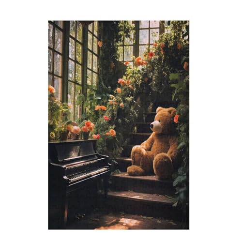 Tragen Puzzle Blume Puzzle Große 1000 Teile Erwachsene, Clevere Rätsel, Geschicklichkeitsspiel für die Ganze Familie, Holz Farbenfrohes Jigsaws mit Geschenkbox Verpackung, Zimmer Deko 75x50cm D-1757 von Wehsaeho