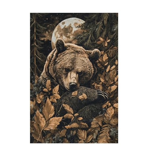 Tragen Puzzle Mond Puzzle Große 300 Teile Erwachsene, Clevere Rätsel, Geschicklichkeitsspiel für die Ganze Familie, Holz Farbenfrohes Jigsaws mit Geschenkbox Verpackung, Zimmer Deko 38x26cm D-1021 von Wehsaeho