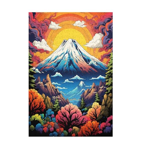 Vulkan Fuji Puzzle Baum Puzzle Große 200 Teile Erwachsene, Clevere Rätsel, Geschicklichkeitsspiel für die Ganze Familie, Holz Farbenfrohes Jigsaws mit Geschenkbox, Geschenke für Frauen 35x25cm D-1440 von Wehsaeho