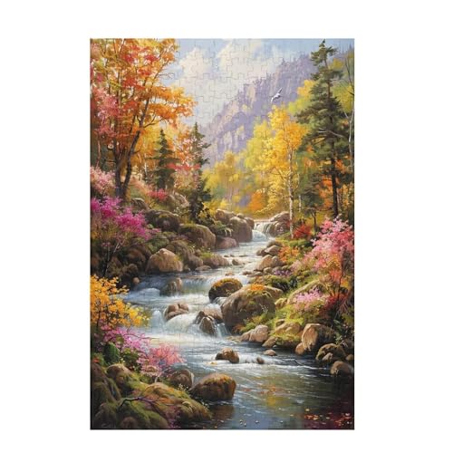 Wald Puzzle Berg Puzzle Große 300 Teile Erwachsene, Clevere Rätsel, Geschicklichkeitsspiel für die Ganze Familie, Holz Farbenfrohes Jigsaws mit Geschenkbox Verpackung, Zimmer Deko 38x26cm D-878 von Wehsaeho