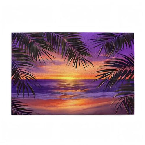 Wellen Puzzle Strand Puzzle Große 1000 Teile Erwachsene, Clevere Rätsel, Geschicklichkeitsspiel für die Ganze Familie, Holz Farbenfrohes Jigsaws mit Geschenkbox Verpackung, Zimmer Deko 75x50cm D-80 von Wehsaeho