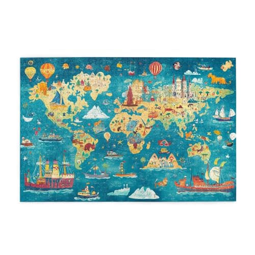 Weltkarte Puzzle Boot Puzzle Große 1500 Teile Erwachsene, Clevere Rätsel, Geschicklichkeitsspiel für die Ganze Familie, Holz Farbenfrohes Jigsaws mit Geschenkbox, Geschenke für Frauen 87x57cm E-854 Weltkarte Puzzle Boot Puzzle Große 1500 Teile Erwachsene, Clevere Rätsel, Geschicklichkeitsspiel für die Ganze Familie, Holz Farbenfrohes Jigsaws mit Geschenkbox, Geschenke für Frauen 87x57cm E-854 von Wehsaeho