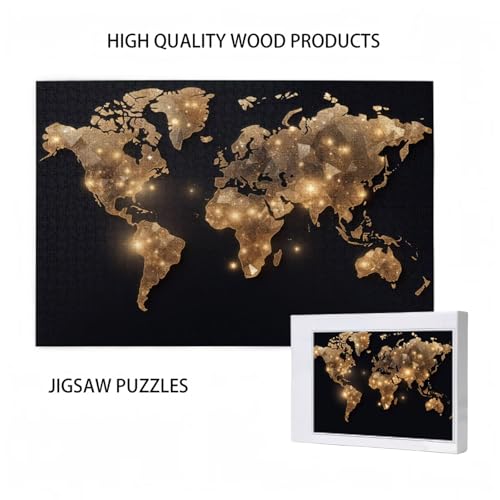 Weltkarte Puzzle Gold Puzzle Große 500 Teile Erwachsene, Clevere Rätsel, Geschicklichkeitsspiel für die Ganze Familie, Holz Farbenfrohes Jigsaws mit Geschenkbox Verpackung, Zimmer Deko 52x38cm D-221 Weltkarte Puzzle Gold Puzzle Große 500 Teile Erwachsene, Clevere Rätsel, Geschicklichkeitsspiel für die Ganze Familie, Holz Farbenfrohes Jigsaws mit Geschenkbox Verpackung, Zimmer Deko 52x38cm D-221 von Wehsaeho