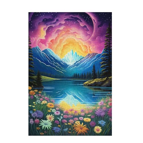 Wolke Puzzle Farbe Puzzle Große 500 Teile Erwachsene, Clevere Rätsel, Geschicklichkeitsspiel für die Ganze Familie, Holz Farbenfrohes Jigsaws mit Geschenkbox Verpackung, Zimmer Deko 52x38cm D-1358 von Wehsaeho