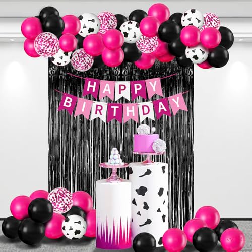 Heißes Rosa und Schwarz Geburtstag Ballon Party Dekorationen, Kuh Geburtstag Dekorationen mit Banner, Fransen Vorhänge Folie Ballons für 13 18. 21. 25 30 40 50. Happy Birthday Dekorationen für Frauen Heißes Rosa und Schwarz Geburtstag Ballon Party Dekorationen, Kuh Geburtstag Dekorationen mit Banner, Fransen Vorhänge Folie Ballons für 13 18. 21. 25 30 40 50. Happy Birthday Dekorationen für Frauen von WeiRenLuan