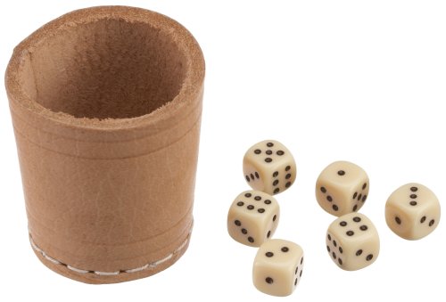 Leder-Würfelb. Natur 5 cm+6 Würfel, Dose Leder-Würfelb. Natur 5 cm+6 Würfel, Dose von Weible Spiele
