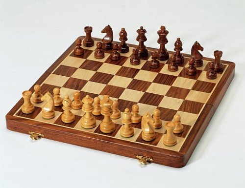 weiblespiele Schachkassette Nr. 03267. Akazienholz und Buchsbaum, Königshöhe, 72 mm, Feldgröße 38 mm von Weible Spiele