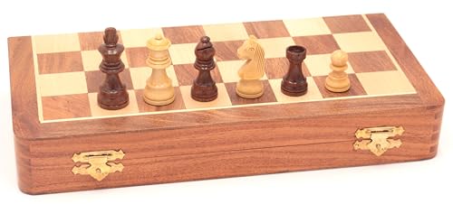 weiblespiele 03282 - Magnetschachspiel Akazie und Buchsbaum, Königshöhe, 50 mm, Feldgröße 25 mm von Weible Spiele
