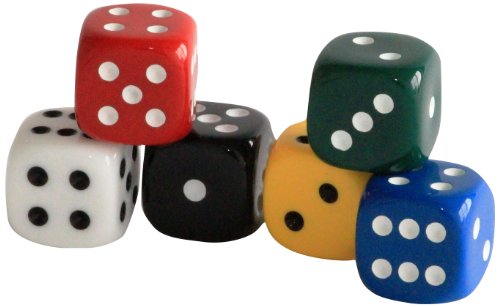 Weible Spiele 05120-6 - Acryl-Würfel, Uni, 20 mm, 6 Stück Blau,gelb,grün,rot,schwarz,weiß von Weible Spiele