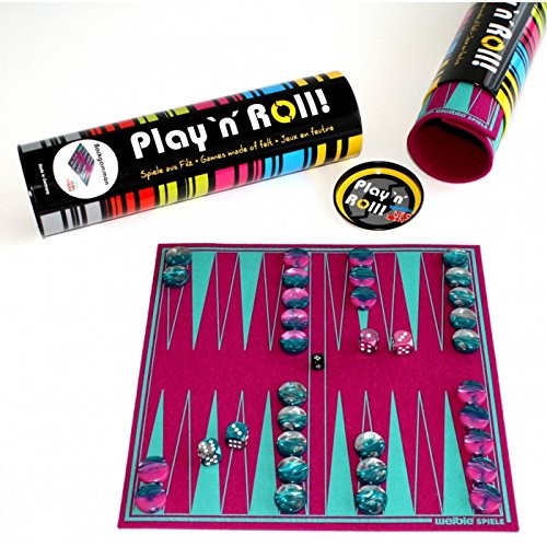 Weiblespiele 6227 Backgammon 'Play 'N' ROLL' aus Wollfilz mit Spielsteinen aus Acrylglas von Weible Spiele