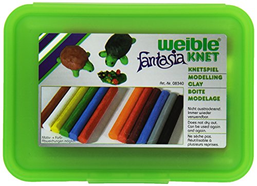 Weiblespiele 08340-2 - Schul-Knetbox mit 12 Rollen Knetmasse, grün von Weible Spiele