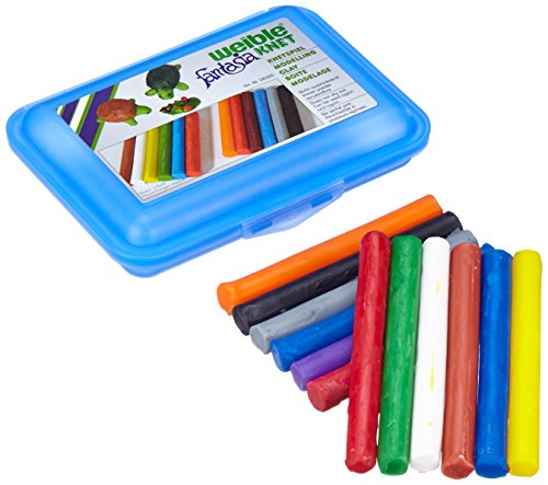weiblespiele 08340-2 - Schul-Knetbox mit 12 Rollen Knetmasse, blau von Weible Spiele