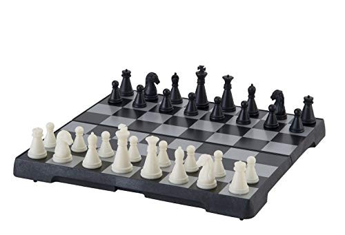 Engelhart - Schachspiel magnetisch - Einklappbar Schachbrett Pädagogische Speil mit Magnetischem, Reisen, Schwarz und weiß - (16 cm x 16 cm) von Engelhart